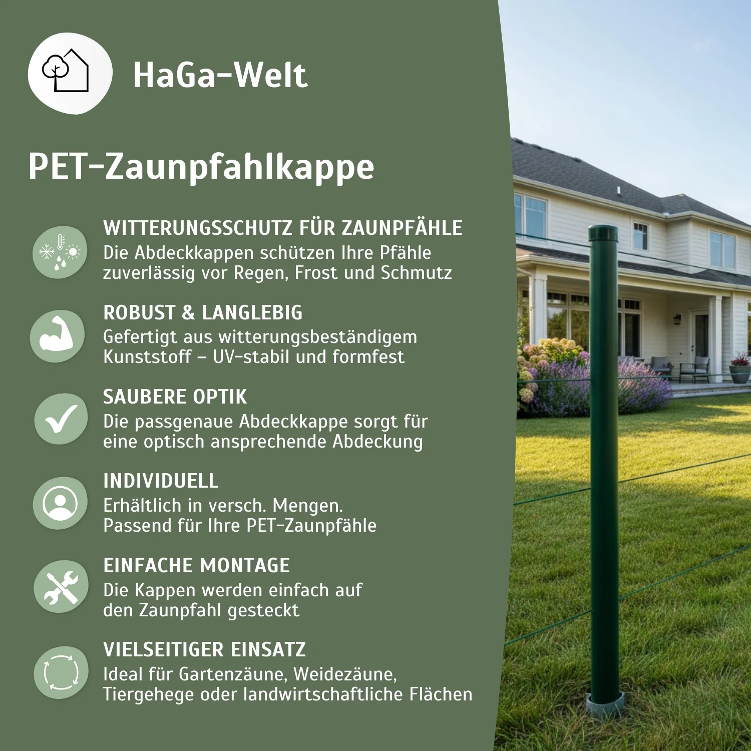 Abdeckkappe für Kunststoffpfähle Ø 3,8cm Zaunkappe - Image 4