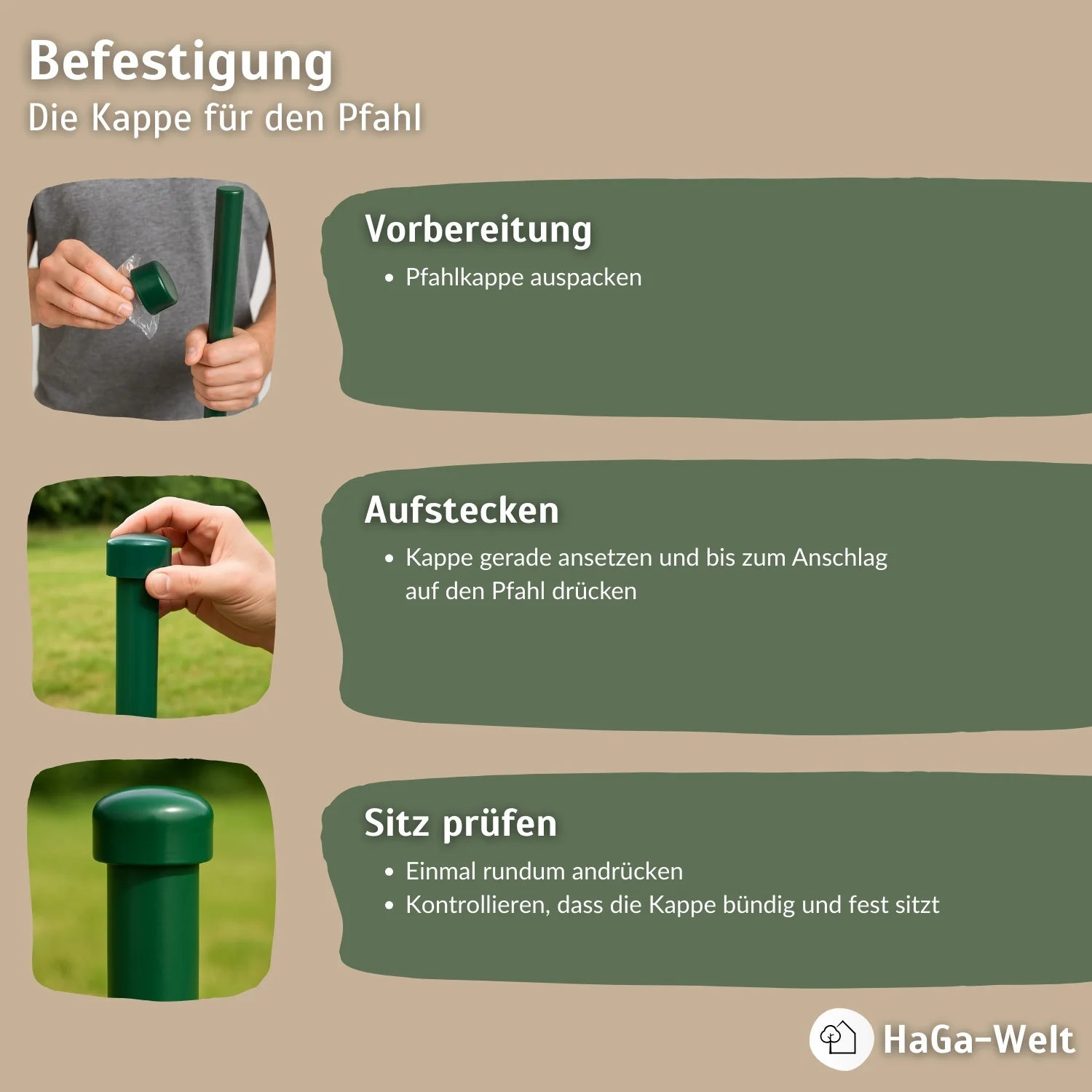 Abdeckkappe für Kunststoffpfähle Ø 3,8cm Zaunkappe - Image 6