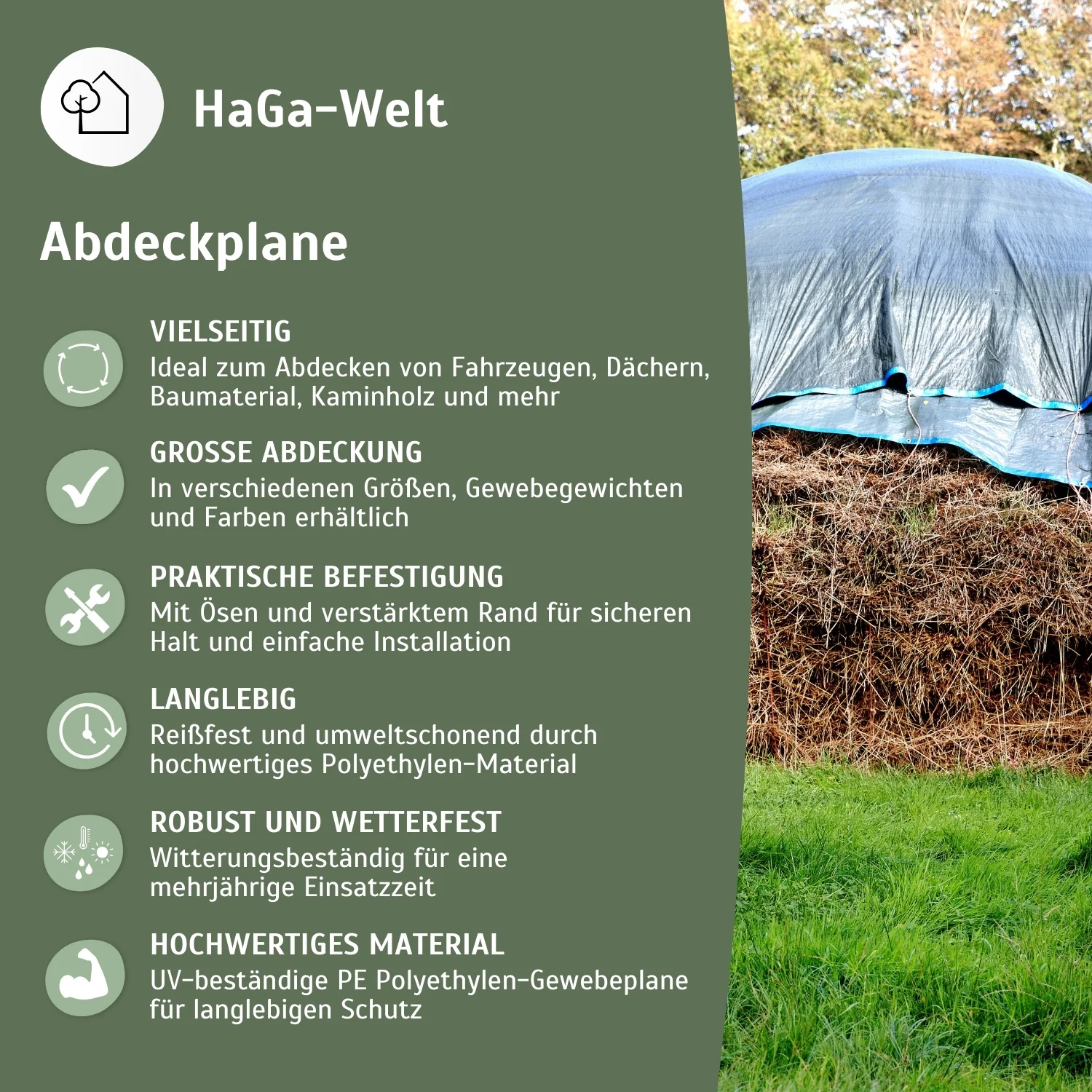 Extra starke Abdeckplane mit Ösen 210g/m² – für Gartenmöbel, Brennholz und mehr - Image 4