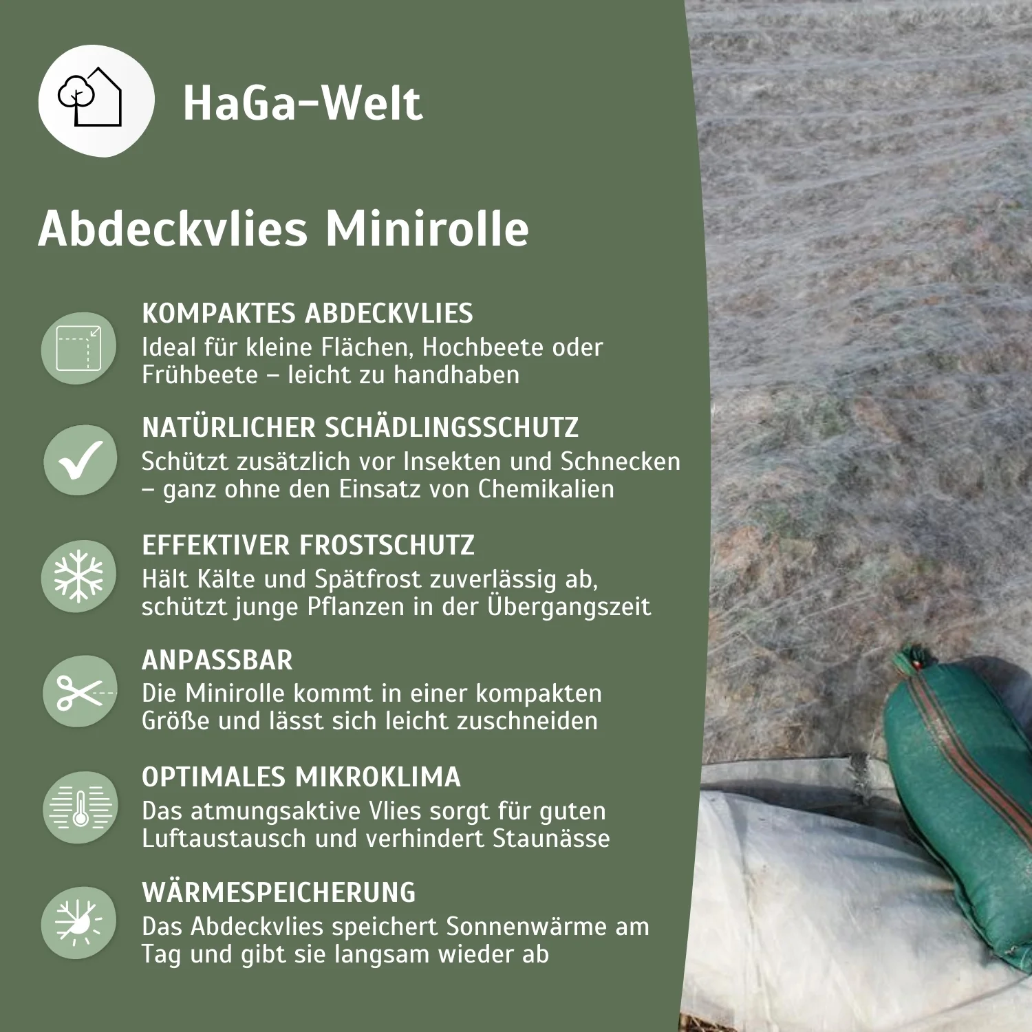 Minirolle Erntevlies 19g/m² 1,6m x 10m zum Frostschutz - Image 4