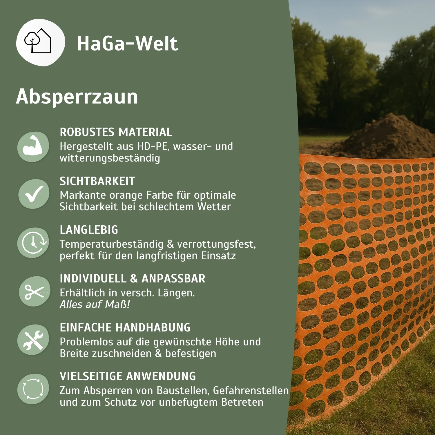 Absperrzaun 1,2m Höhe 50mm x 35mm Masche Bauzaun Warnzaun - Image 4