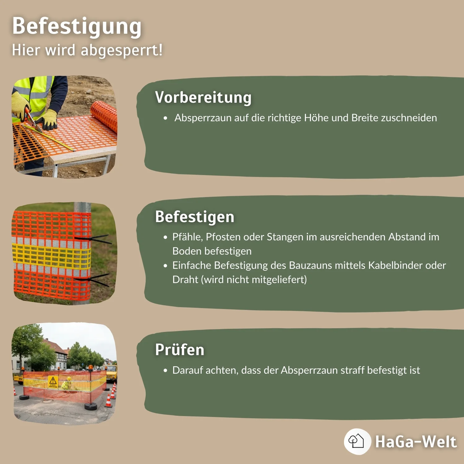 Absperrzaun Warnzaun HaGa® Zaun reflektierend 0,9m Höhe 50mm Masche - Image 6