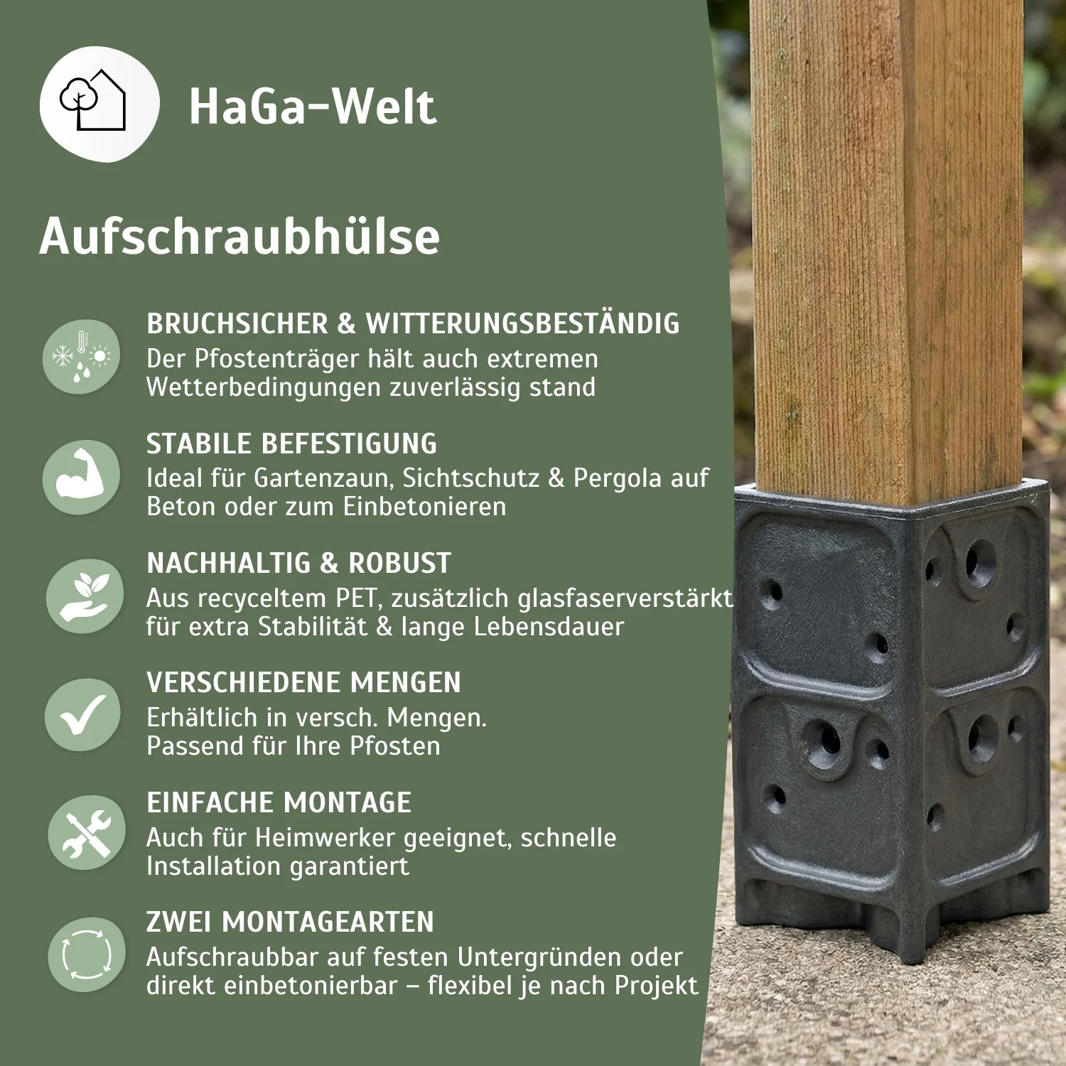 Aufschraubhülse für Holzpfosten 7x7cm Pfostenanker Pfostenanker - Image 4
