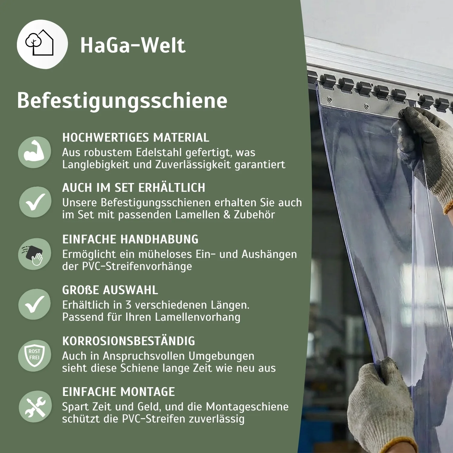 Befestigungsschiene versch. Länge für Lamellenvorhang PVC-Streifenvorhang - Image 4