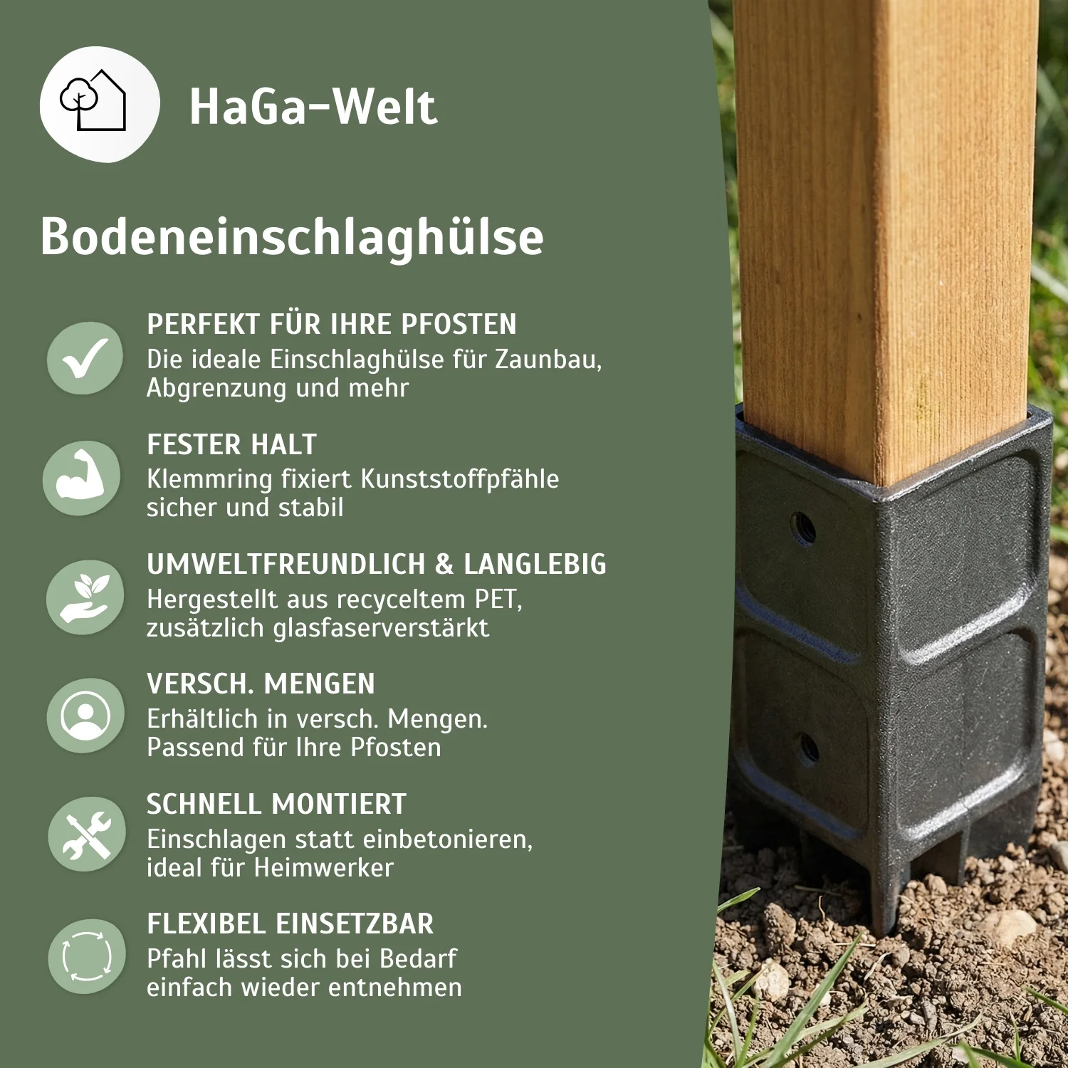 Bodeneinschlaghülse für Holzpfosten 7x7cm Pfostenhalter - Image 4