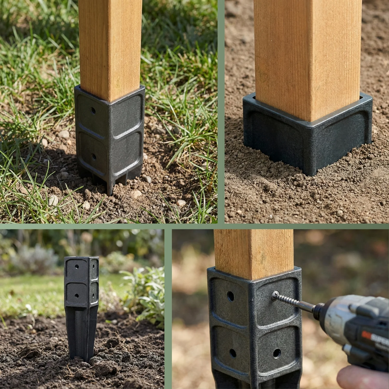 Bodeneinschlaghülse für Holzpfosten 7x7cm Pfostenhalter - Image 7