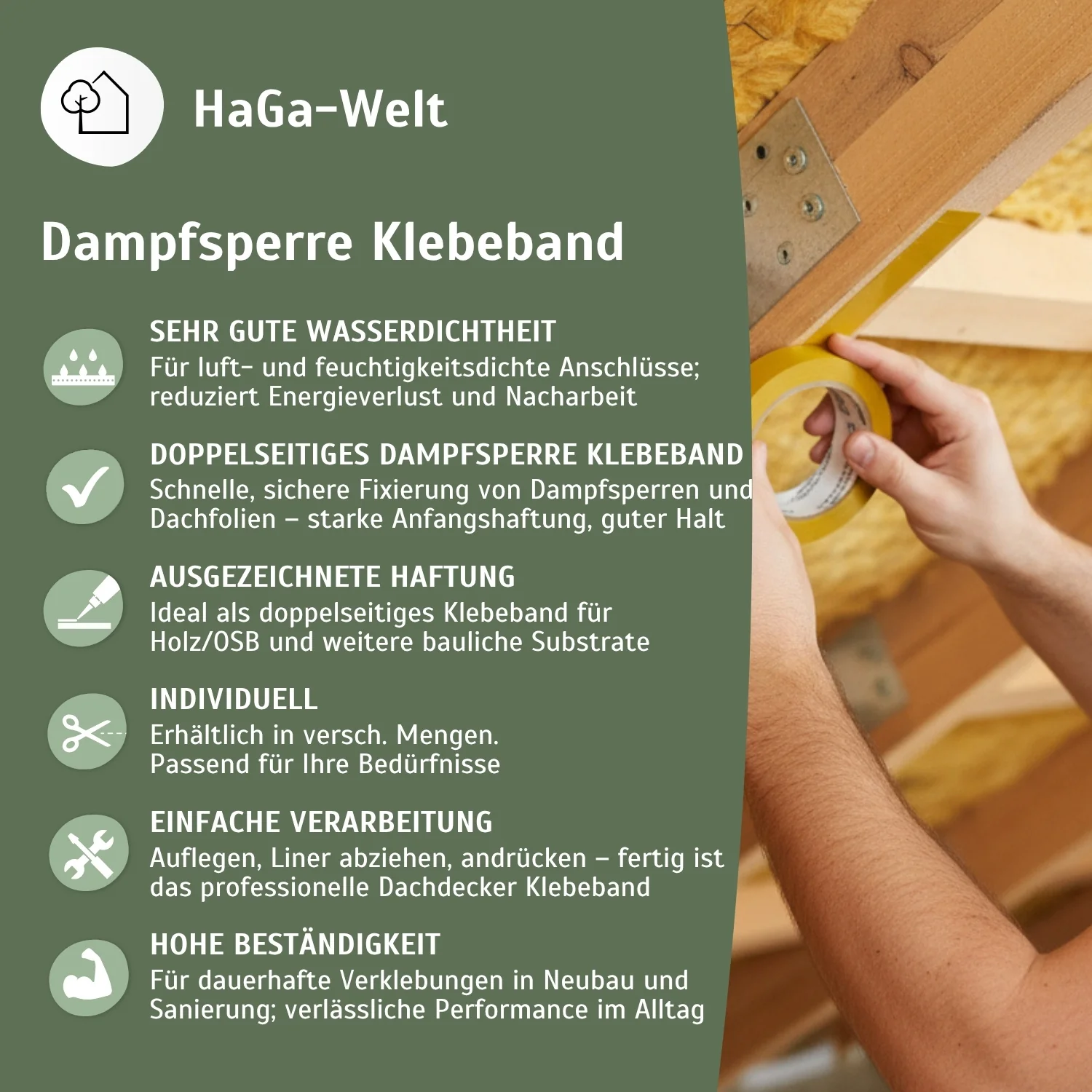 Doppelseitiges Dampfsperre Klebeband N2 – perfekt zur Befestigung von Dampfsperren - Image 4