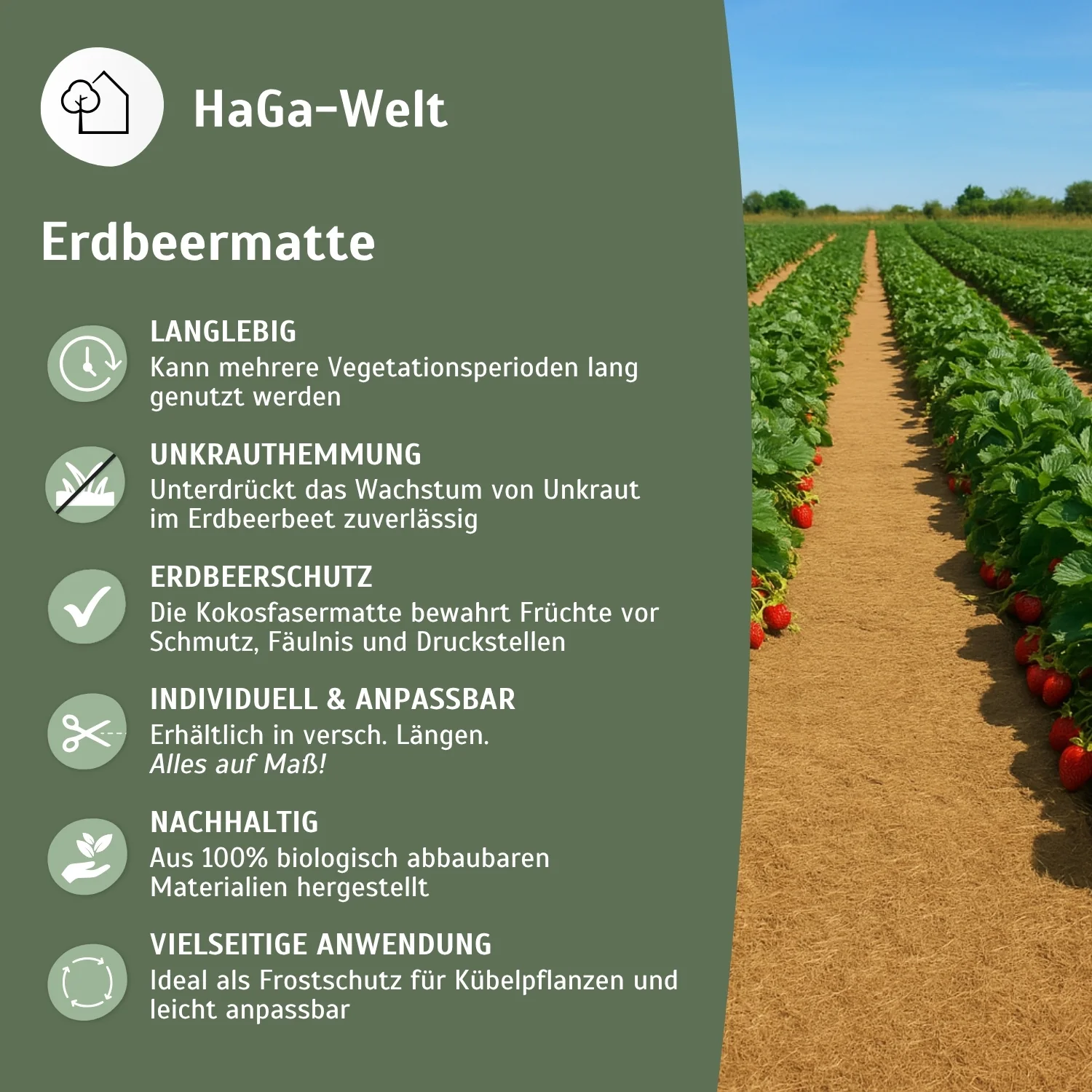 Erdbeermatte in 0,5m Br. (Meterware) 800g/m² einseitig mit Naturlatex besprüht - Image 4