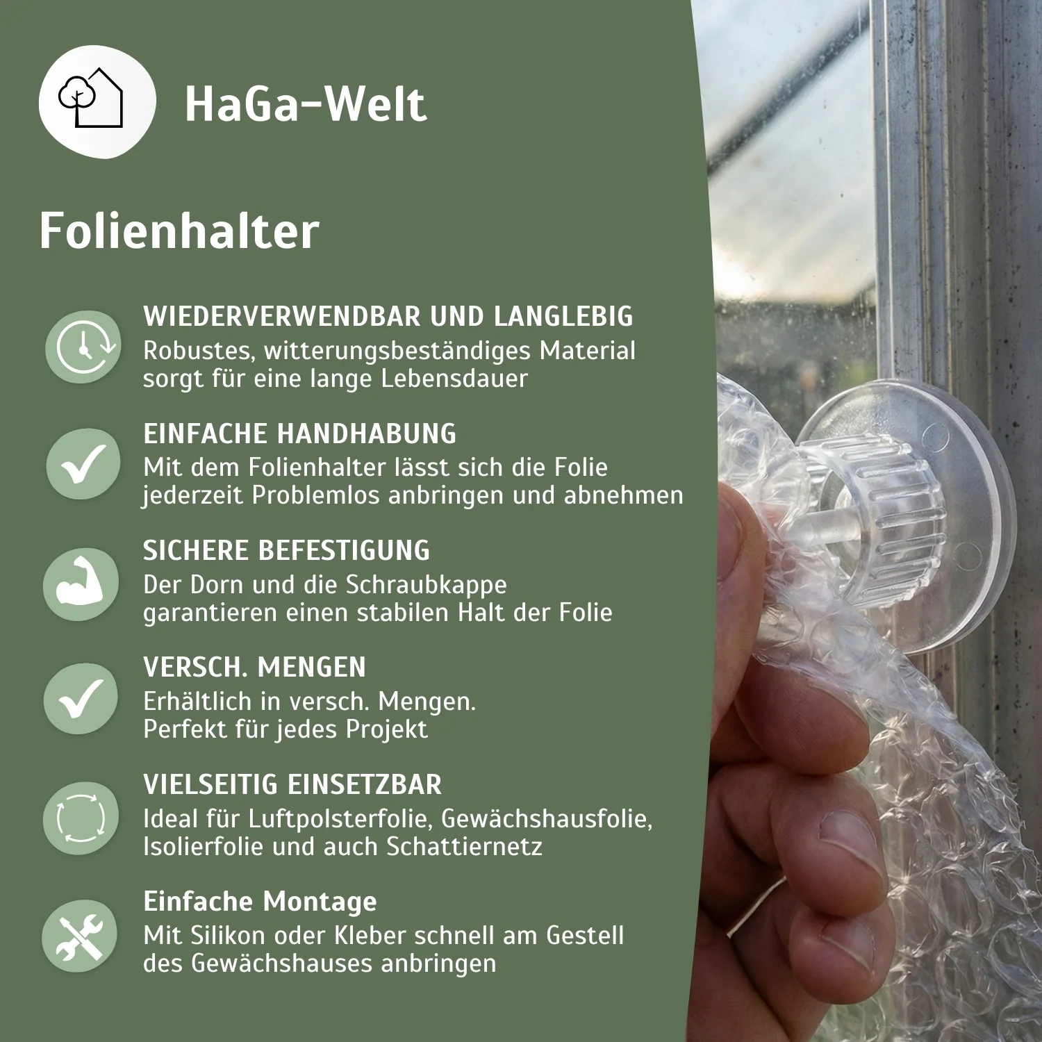 Folienhalter für Isolierfolie, Luftpolsterfolie, Noppenfolie & Schattiernetze - Image 4