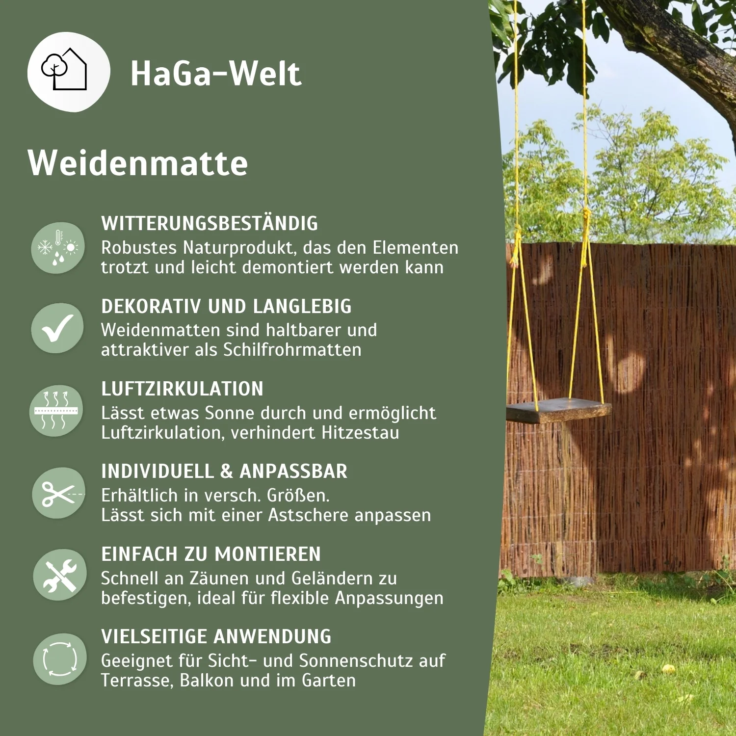 HaGa® Weidenmatte – Sichtschutzmatte aus Weidenholz - Image 4