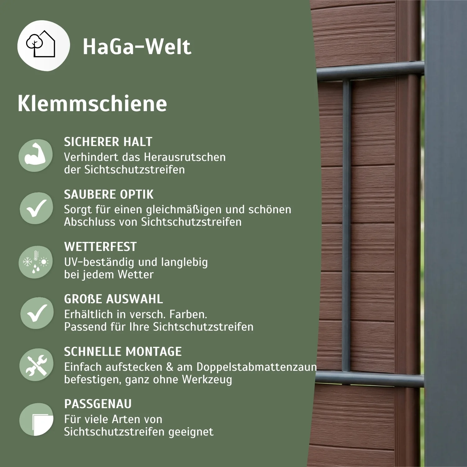 Klemmschienen Abschlussleiste für PE-Sichtschutzstreifen - Image 4