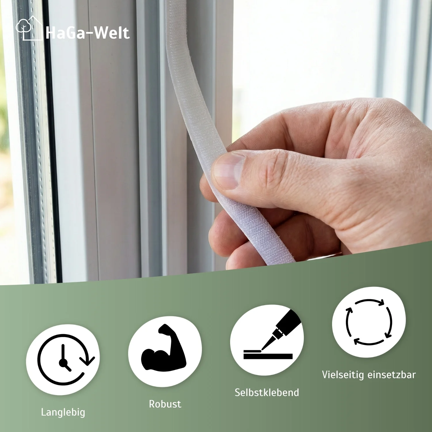 Klettband für Fliegengitter – selbstklebend für sicheren Halt an Fenster und Türen - Image 2