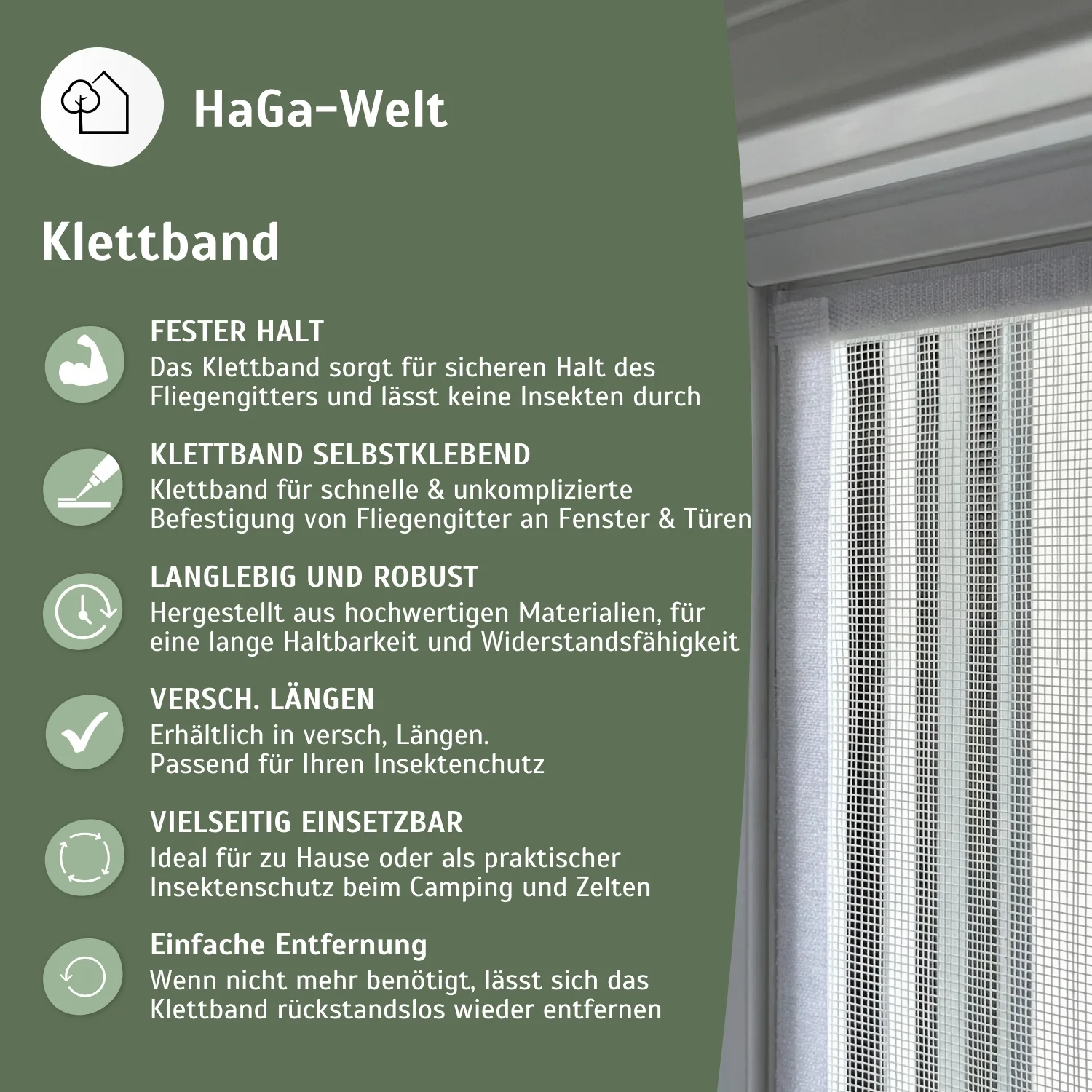 Klettband für Fliegengitter – selbstklebend für sicheren Halt an Fenster und Türen - Image 4