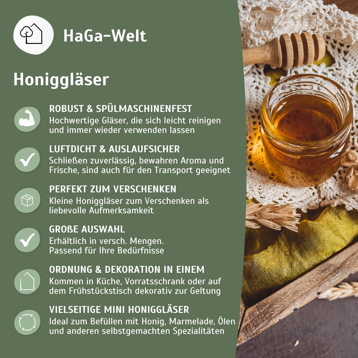 Mini Honiggläser - kleine Gläser mit Deckel, leicht zu befüllen, luftdicht verschlossen - Image 3