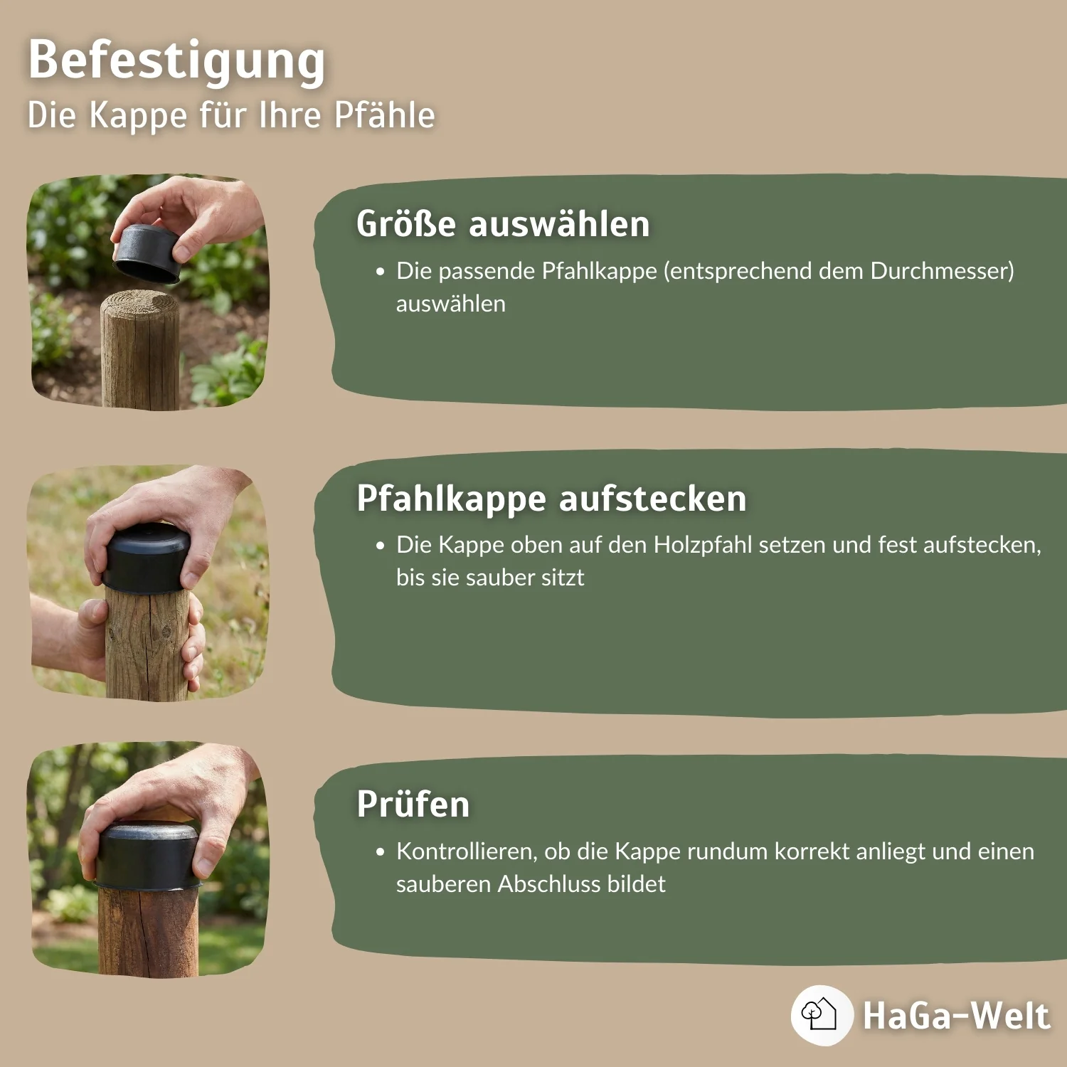 Pfahlkappe versch.Ø Zaunkappe Pfostenabdeckung Abdeckkappe für Holzpfähle - Image 6