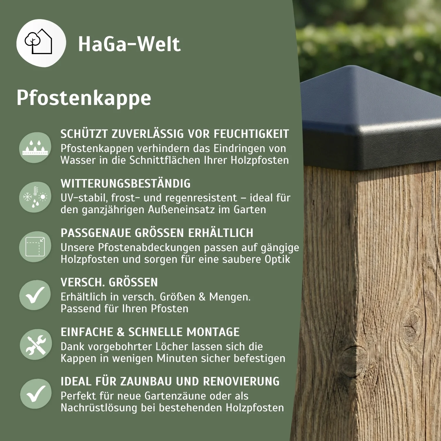 Pfostenkappe für Holzpfosten Zaunkappe Pfostenabdeckung - Image 4