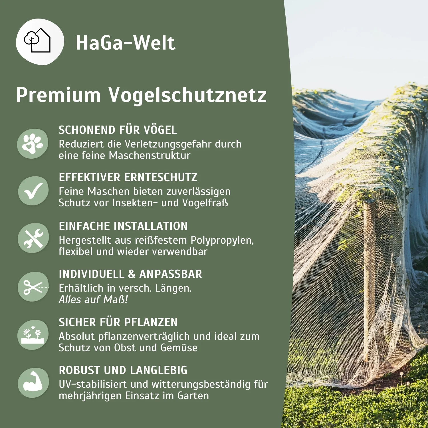 Premium Insekten- und Vogelschutznetz (Meterware), weiß in 200cm Breite - Image 4
