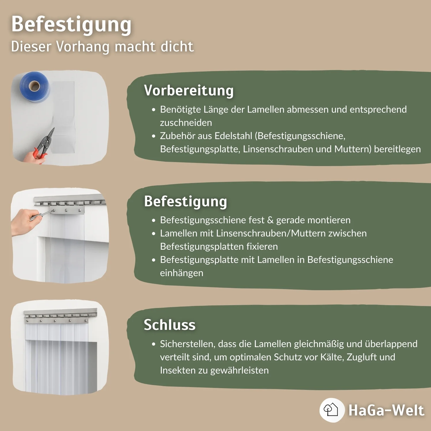 PVC-Lamellenvorhang Set 20 cm – alle Teile für einen PVC Streifenvorhang - Image 6