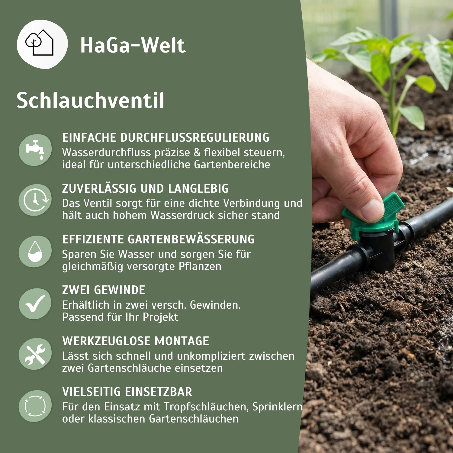 Regulierventil 16mm x 3/4" Schlauchventil Gartenschlauchverbindungsstück - Image 4