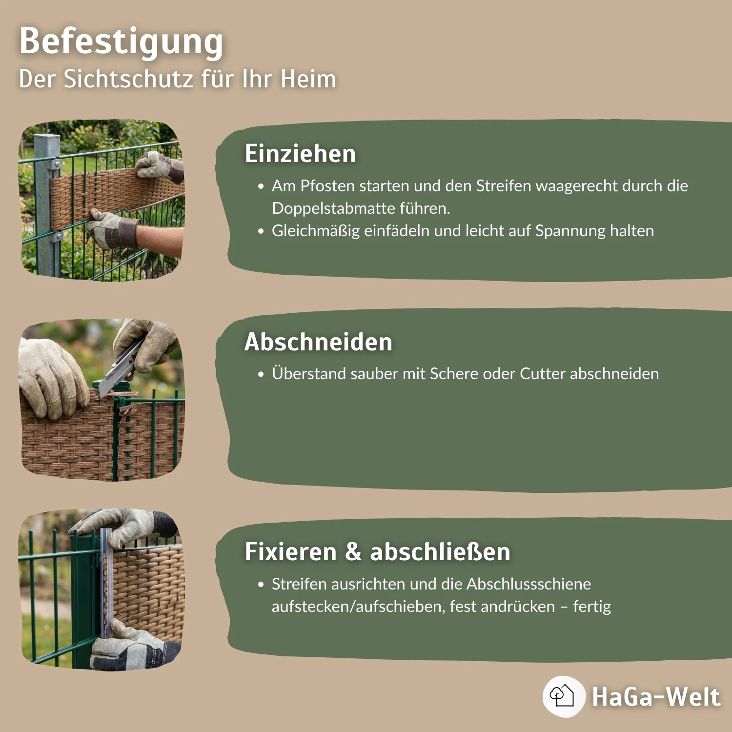 Sichtschutzstreifen Zaunblende aus PE-Rattan - Image 6