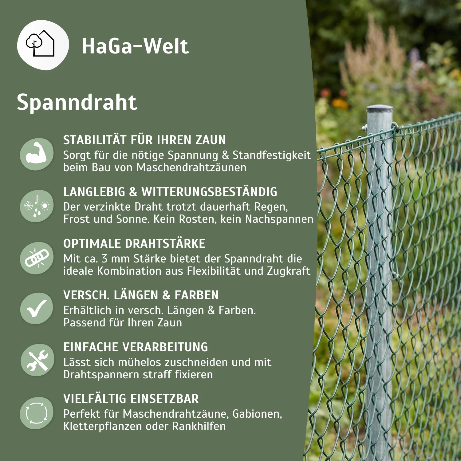 Spanndraht 3mm Gartendraht für Maschendrahtzaun - Image 4
