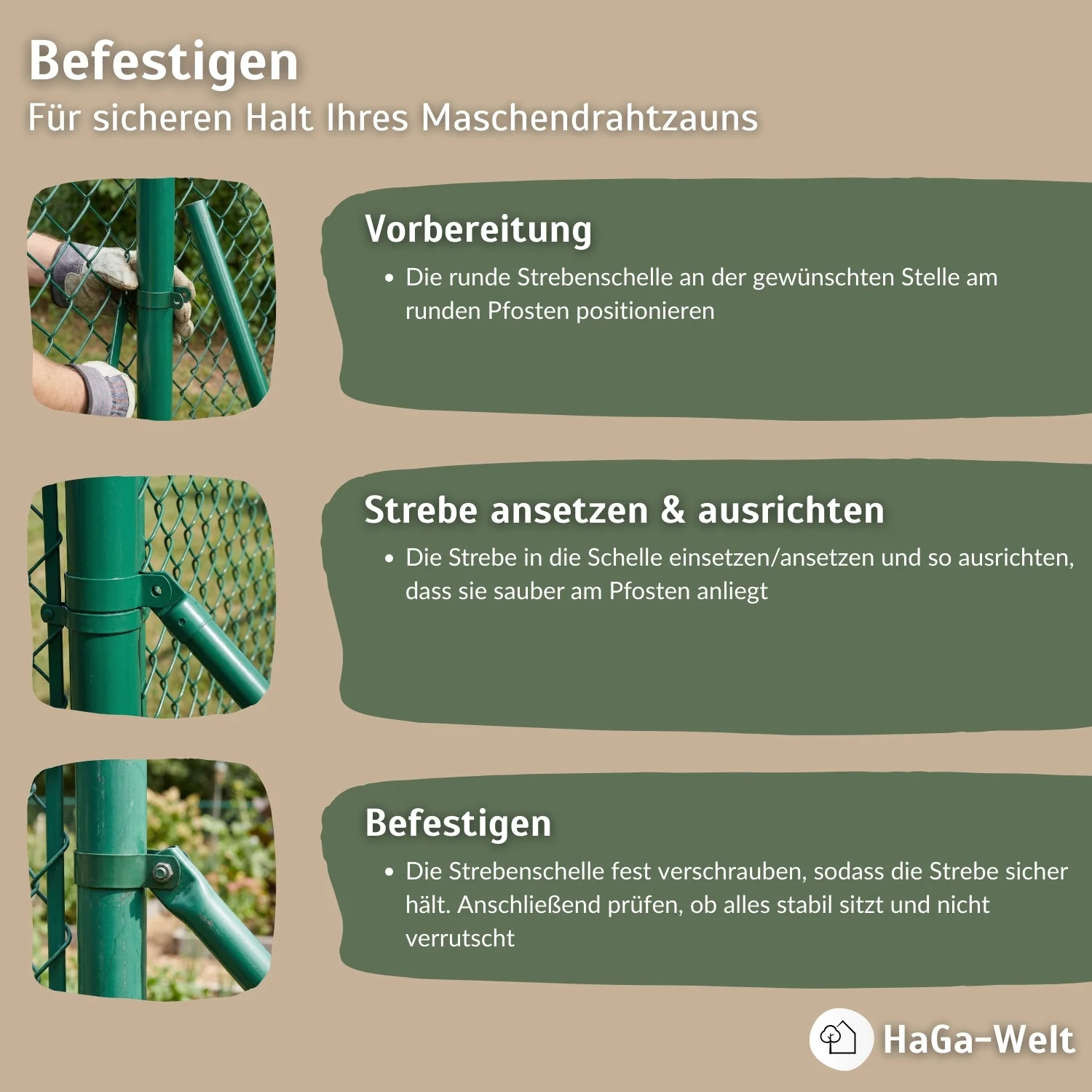 Strebenschelle rund Ø3,8cm Befestigungsschelle für Zaunbau in grün - Image 6