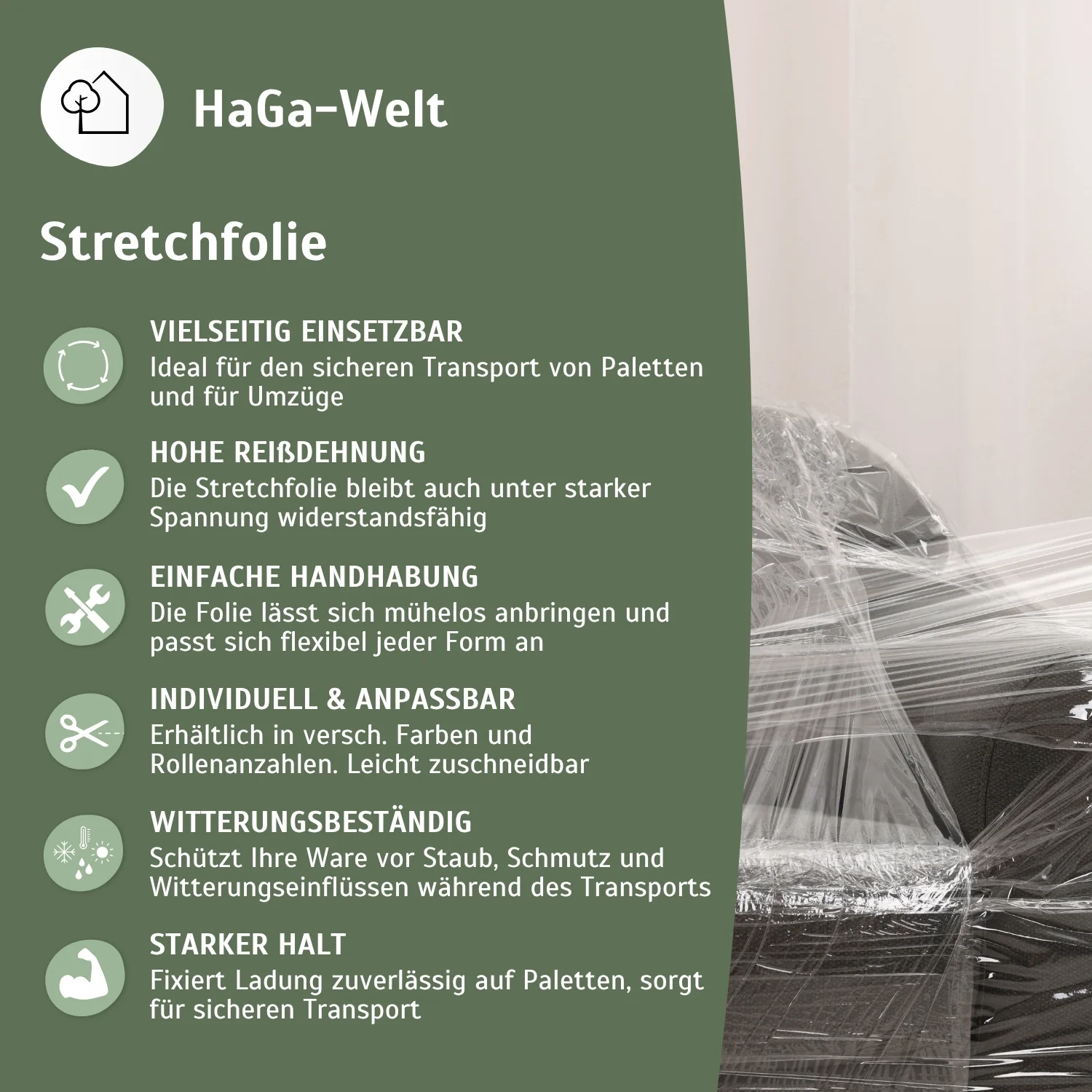 Umzugsfolie für Möbel und Paletten - vielseitige Stretchfolie - Image 4