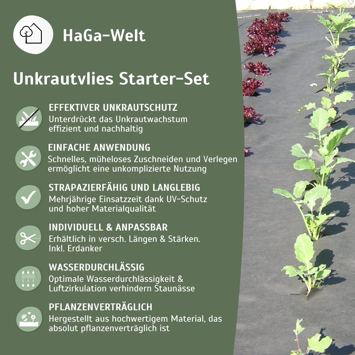 Unkrautvlies-Starter-Set: Startklar für den Unkrautschutz in verschiedenen Größen und Stärken - Image 4