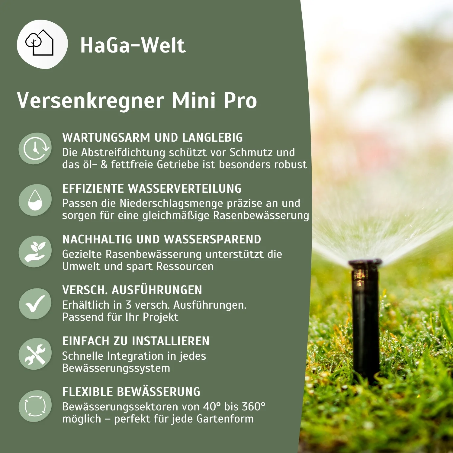 Versenkregner Mini Pro Getrieberegner Rasensprenger Bewässerung für Garten - Image 4