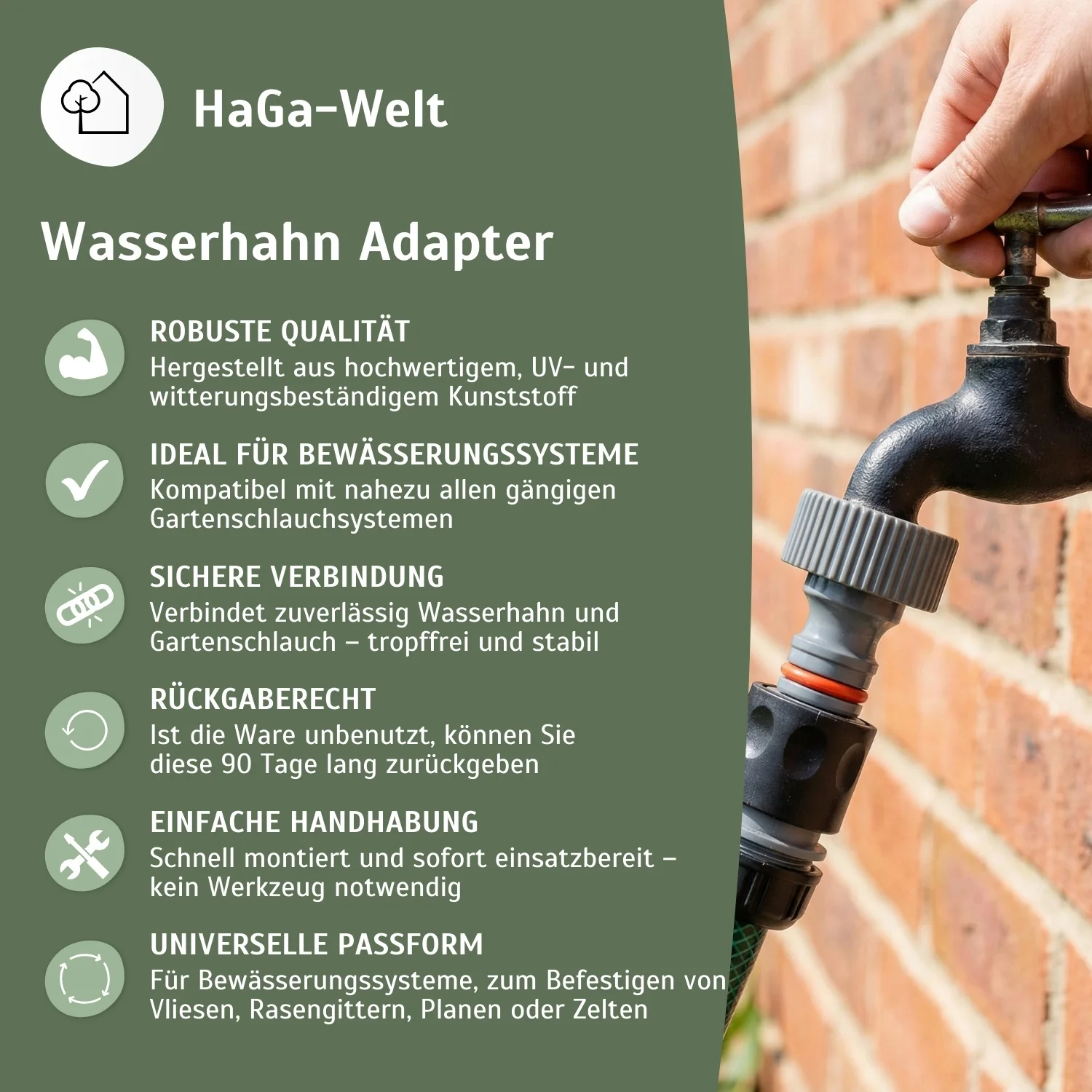 Gartenschlauch-Adapter Wasserhahn - perfekter Schlauchverbinder zwischen Gartenschlauch und Wasseranschluss - Image 4