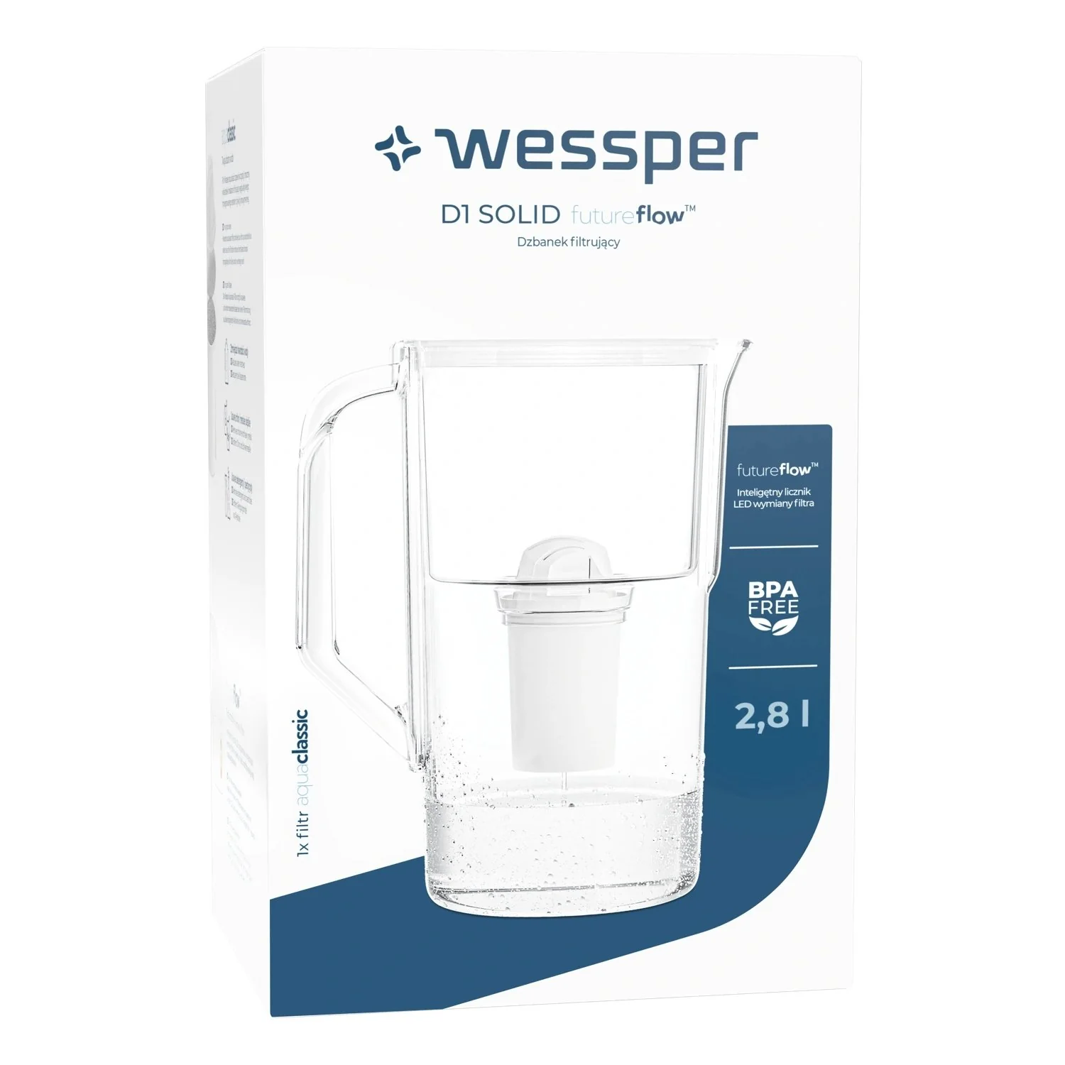 Wasserfilter D1 Solid Future Flow, 2,8 Liter mit AquaClassic Filter – Wasserfilter Kanne mit digitaler Anzeige - Image 9