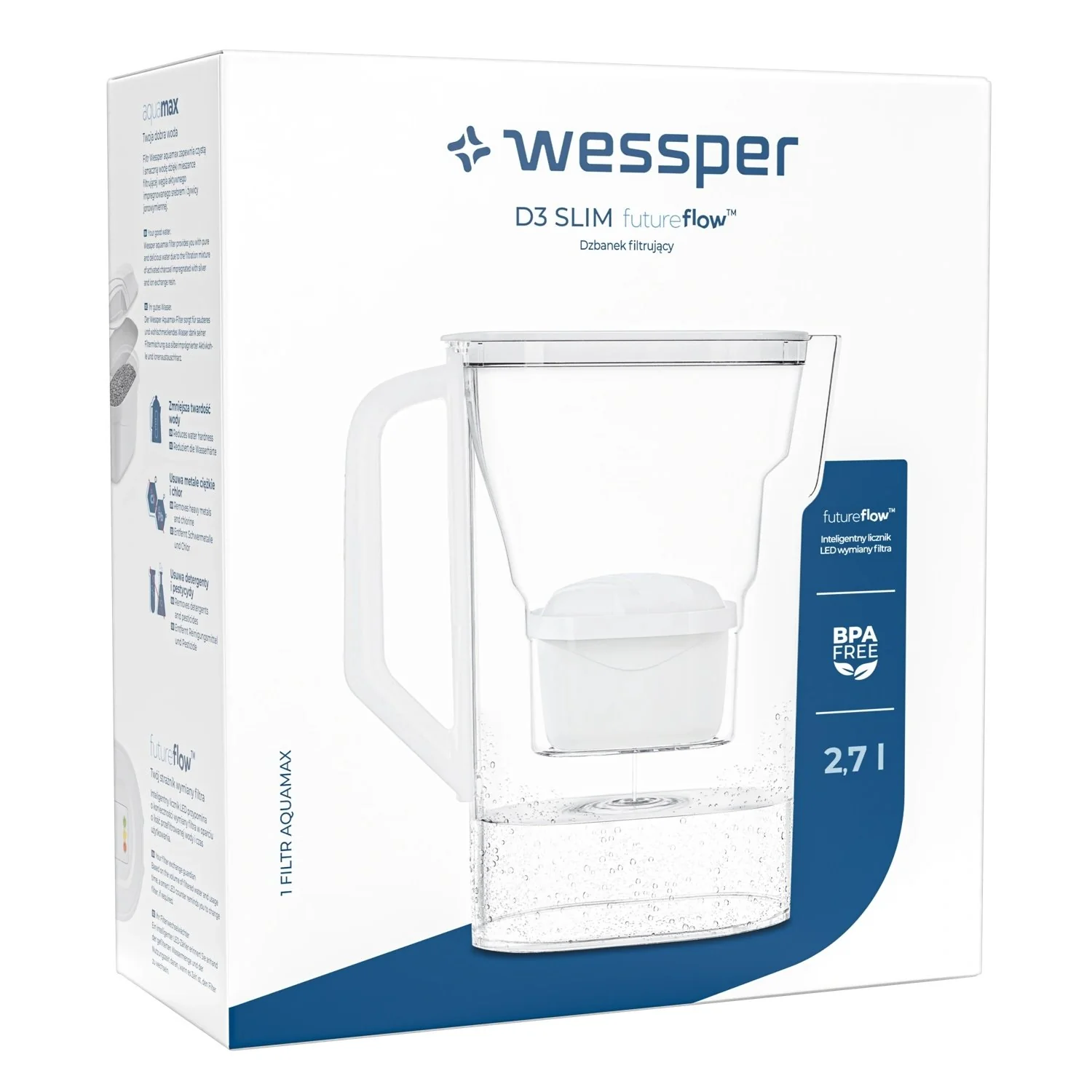Wasserfilter D3 Slim Future Flow, 2,7 Liter mit AquaMax Filter – schlanke Wasserfilter Kanne mit digitaler Anzeige - Image 9