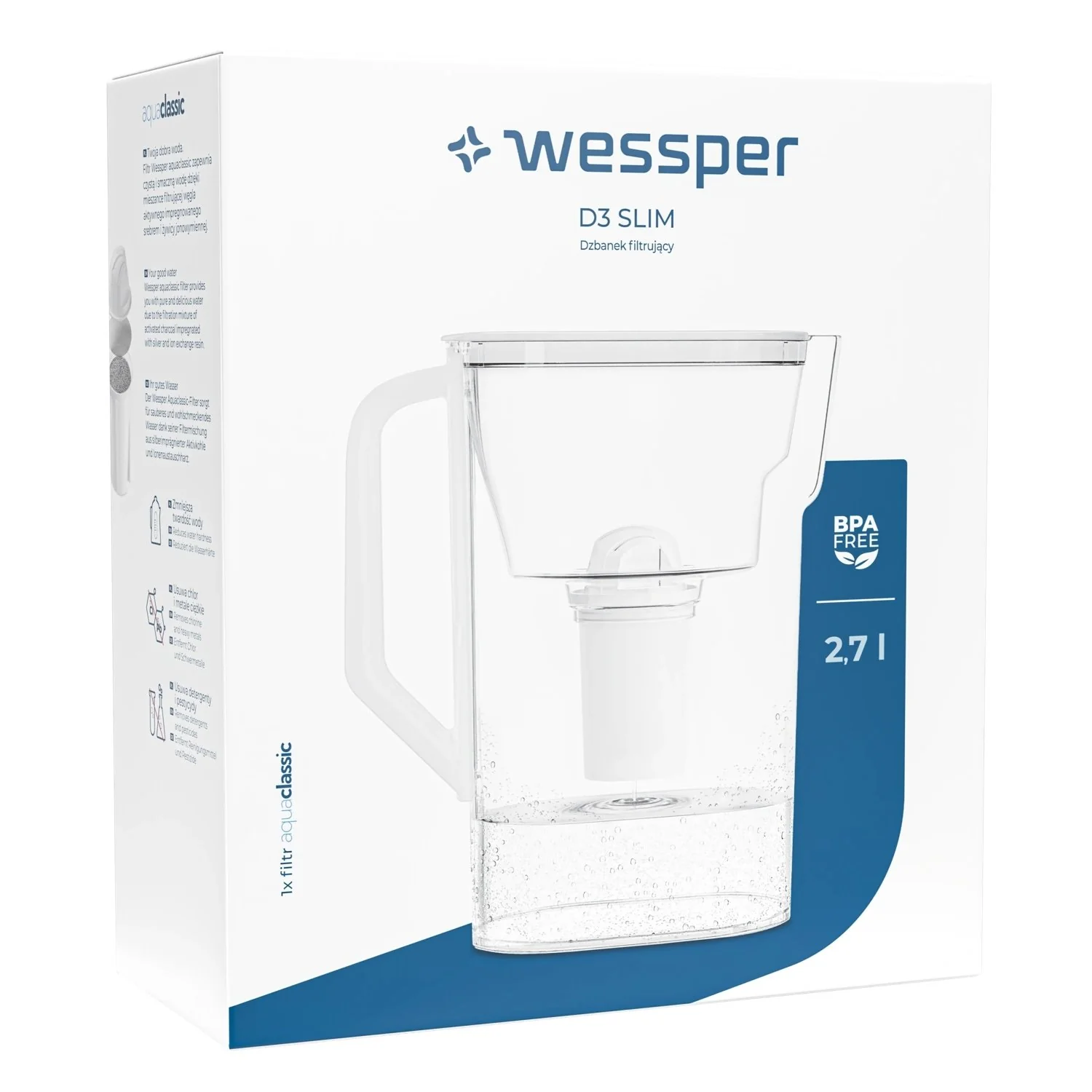 Wasserfilter D3 Slim, 2,7 Liter mit AquaClassic Filter – extra schlanke Wasserfilter Kanne - Image 8